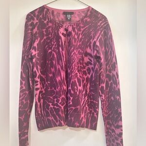 New York & Company Animal print cardigan x small
